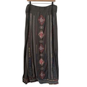 Embroidered Maxi Skirt - Black with Multicolor Accents